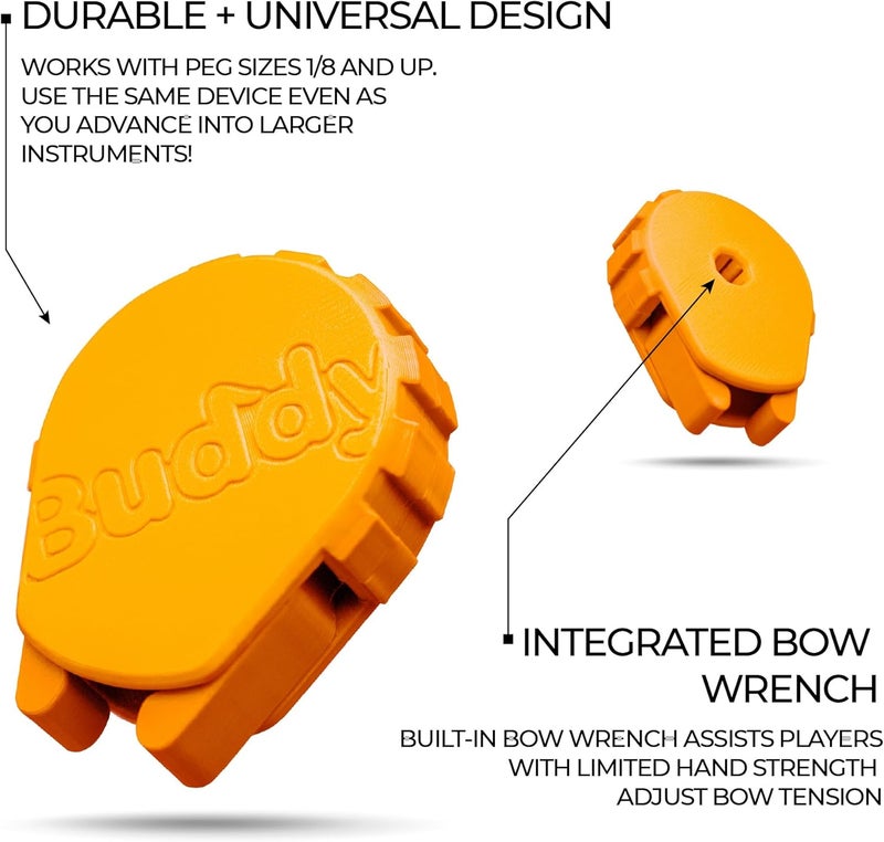 Bow Buddy Store بيغ بادي – أداة ضبط أوتار الكمان مع مفتاح برغي القوس | أداة سهلة الاستخدام لضبط سلس وصيانة (برتقالي) - Image 4